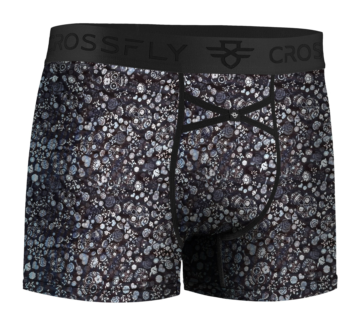 IKON Men's 3" Trunks - Skulls and Hearts Black