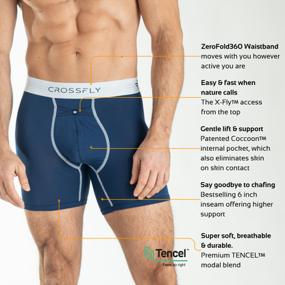 3-Pack: IKON X Men's 6" Boxers - Navy/White