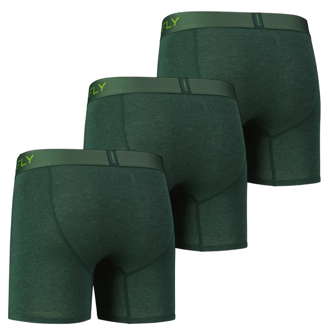 3-Pack: IKON Men's 6" Boxers - Green Marle