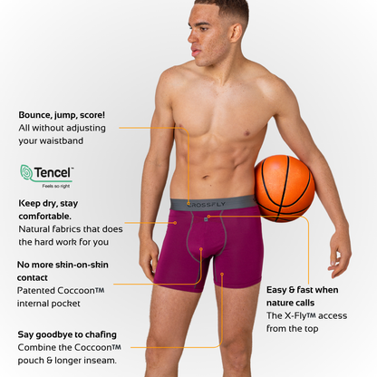 IKON X Men's 6" Boxers - Perfect Plum/Grey