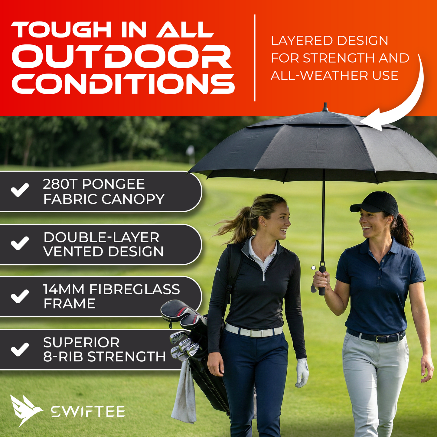 Golf Umbrella SWIFTEE 60 inch Windproof Design 3 Colours Available