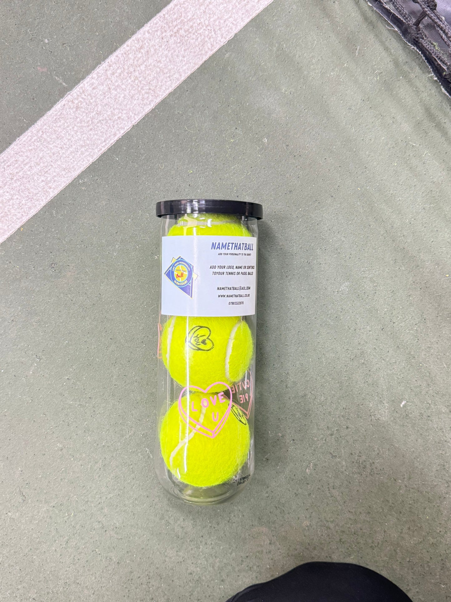 Namethatball - Personalised Adult Tennis and Padel balls - Love hearts