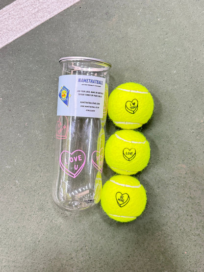 Namethatball - Personalised Adult Tennis and Padel balls - Love hearts