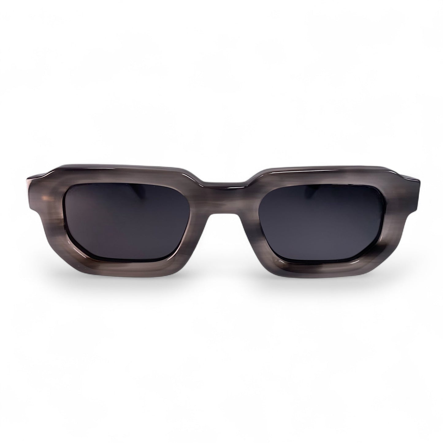 JUNA Hexagonal Thick Frame Polarised Sunglasses, Unisex, Grey Marble by TrueVivid