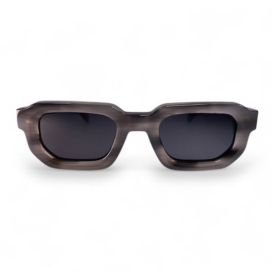 JUNA Hexagonal Thick Frame Polarised Sunglasses, Unisex, Grey Marble by TrueVivid