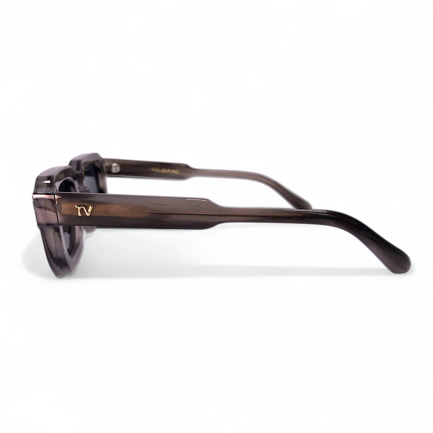 JUNA Hexagonal Thick Frame Polarised Sunglasses, Unisex, Grey Marble by TrueVivid