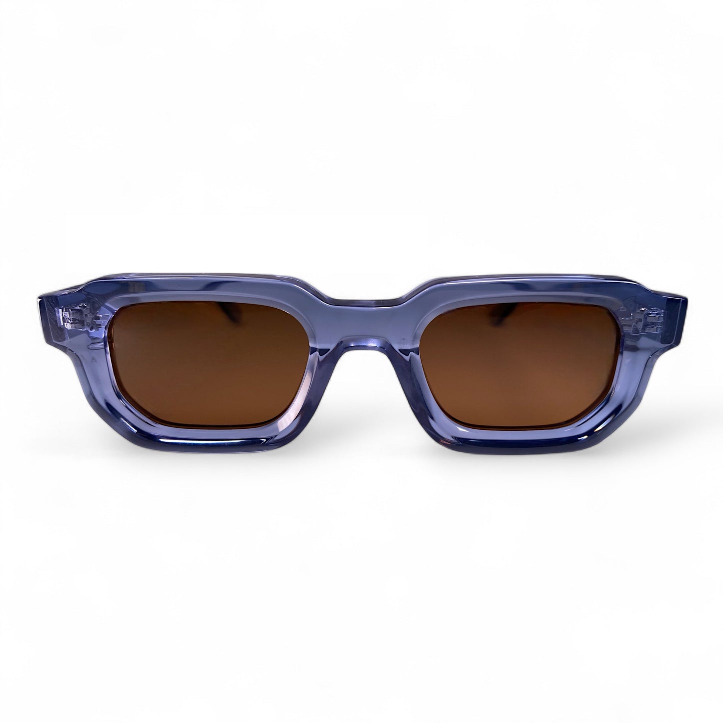JUNA, Hexagonal Thick Frame Polarised Sunglasses, Unisex, Crystal Blue by TrueVivid