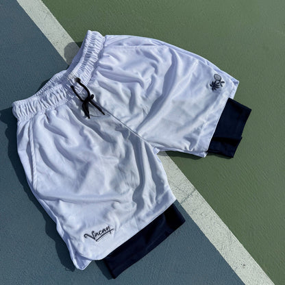 2 IN 1 PERFORMANCE MEN'S TEAM SHORTS - WHITE