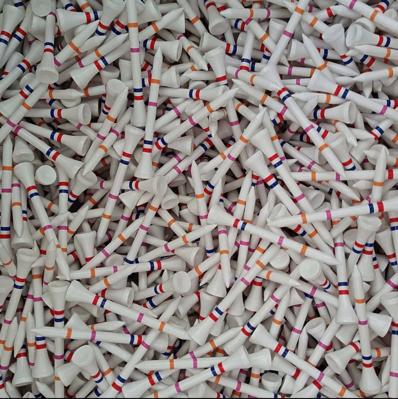 The Link-Not A Castle Tee-Premium 70mm Bamboo Golf Tee With Orange, Pink, Blue & Red Castle Height Indicators-50 Pack