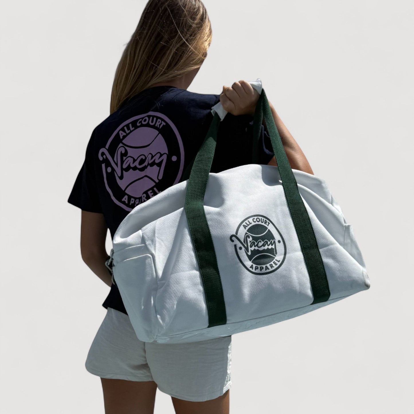 CLASSIC COURT DUFFEL BAG - WHITE / DEEP GREEN