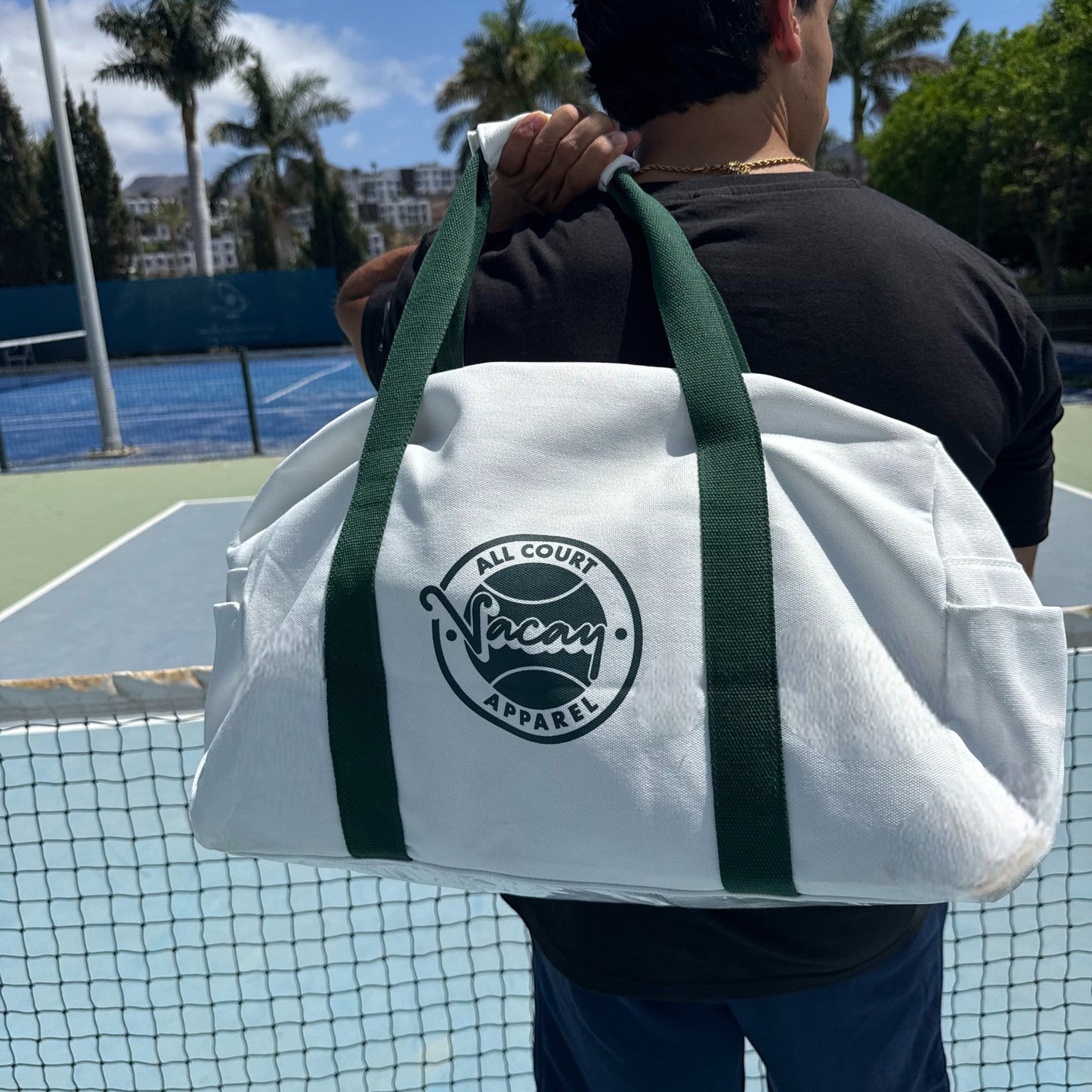 CLASSIC COURT DUFFEL BAG - WHITE / DEEP GREEN