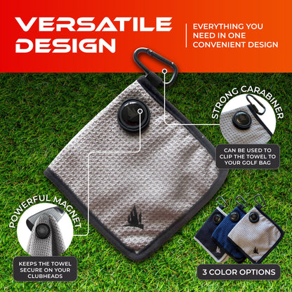 SWIFTEE Golf Pouch Waist Pocket Wet and Dry Liner Ball Towel - With Magnet, Ball Marker and Caribiner Clip