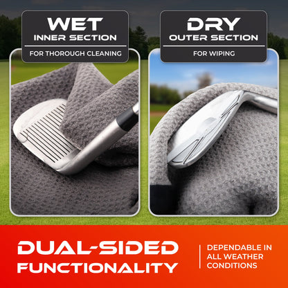 SWIFTEE Golf Pouch Waist Pocket Wet and Dry Liner Ball Towel - With Magnet, Ball Marker and Caribiner Clip