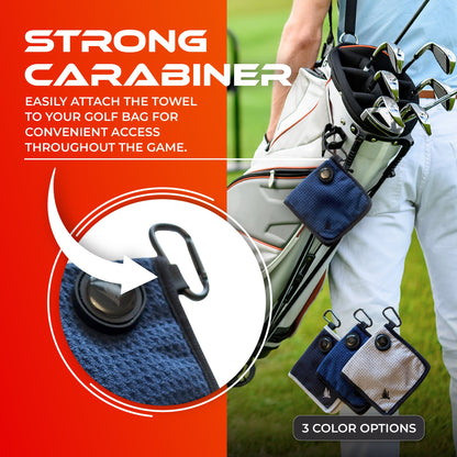 SWIFTEE Golf Pouch Waist Pocket Wet and Dry Liner Ball Towel - With Magnet, Ball Marker and Caribiner Clip