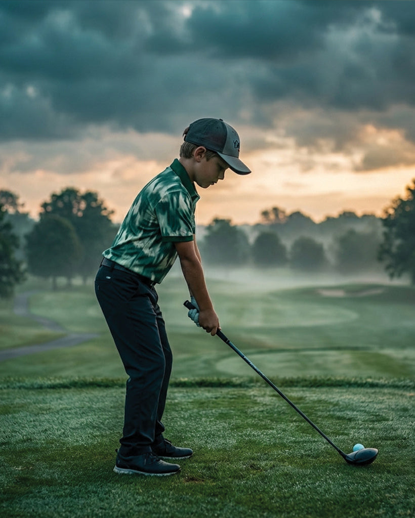 Youth Camo Performance Golf Polo – Stretch, Breathable