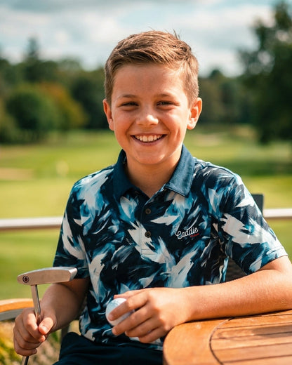 Youth Performance Golf Polo – Ocean Brush 4-Way Stretch