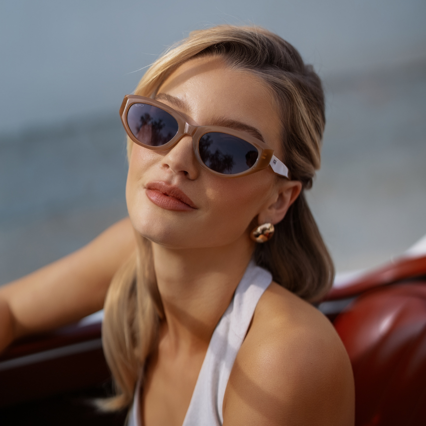 LORETTA Women's Cat-Eye Sunglasses Retro Thick Frame Toffee Brown by WMP Eyewear
