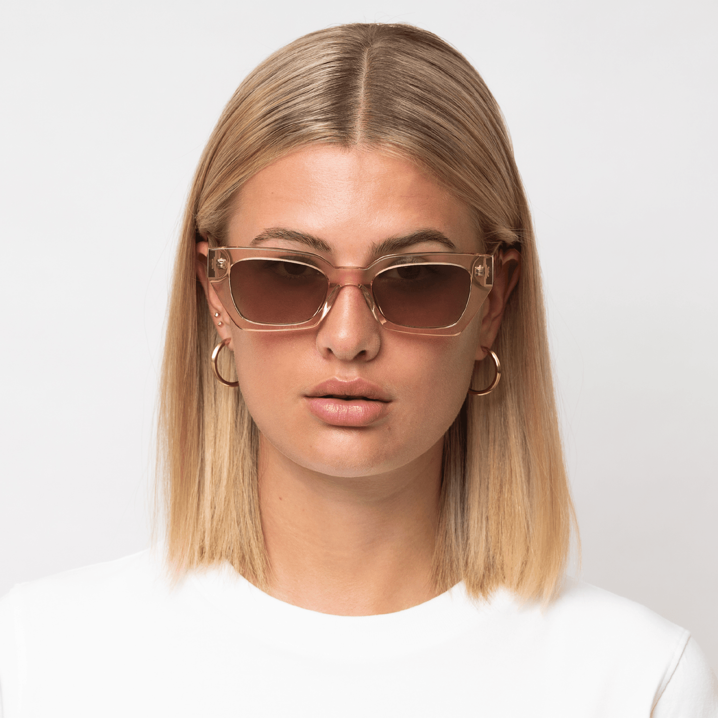 LUNA Bold Square Champagne Brown Sunglasses by Messy Weekend