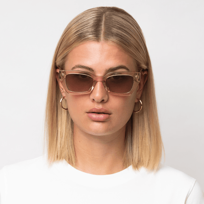 LUNA Bold Square Champagne Brown Sunglasses by Messy Weekend