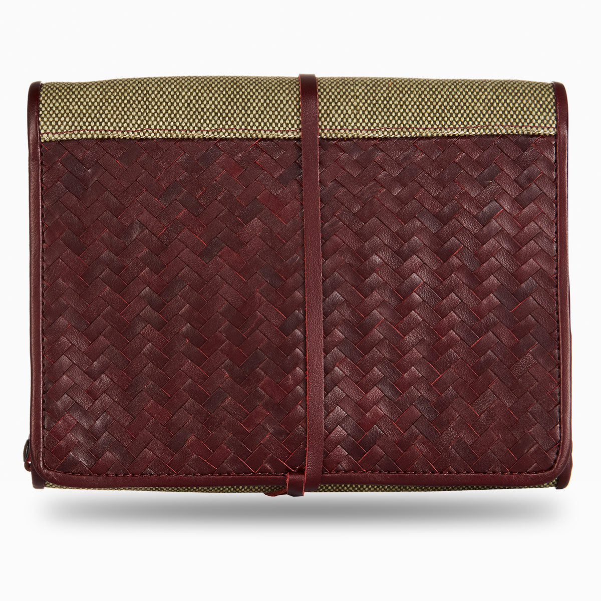 Herringbone Toiletry Wash Roll, Bordeaux Red