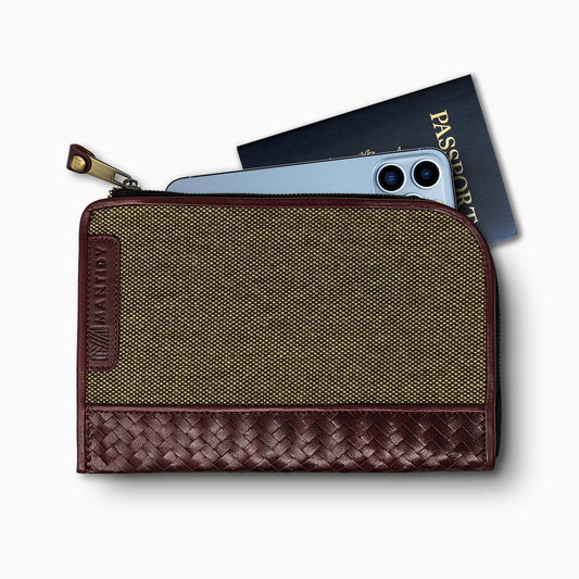 Herringbone Travel Wallet, Bordeaux Red