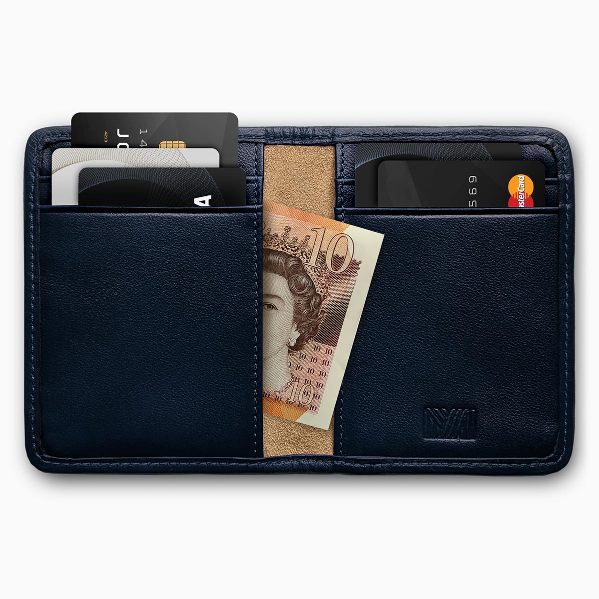 Herringbone Wallet, Navy Blue