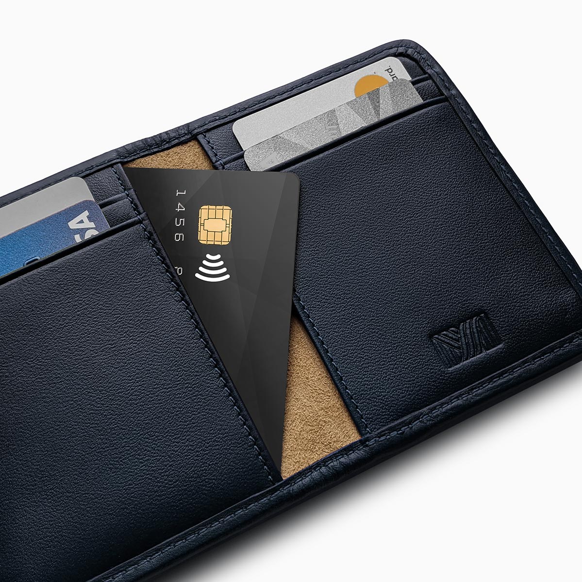 Herringbone Wallet, Navy Blue