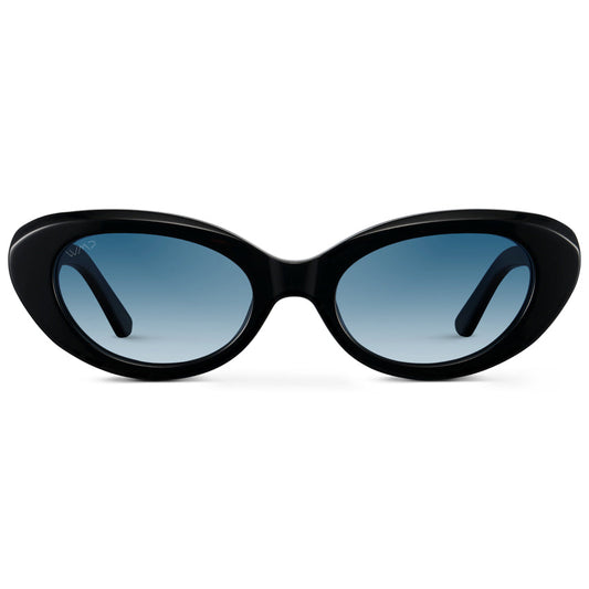 MARILYN Women's Rounded Cat-Eye Sunglasses in Gloss Black by WMP Eyewear UK