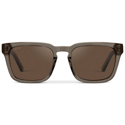Lunettes de soleil carrées MAVERICK pour homme, couleur bronze cristal, par WMP Eyewear UK