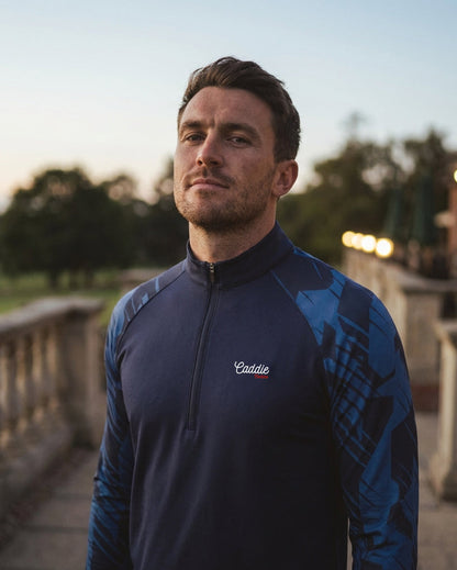 Men's Navy Golf 4-Way Stretch Performance Quarter Zip