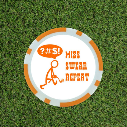 Miss Swear Repeat - Clay Poker Chip - Golf Ball Marker