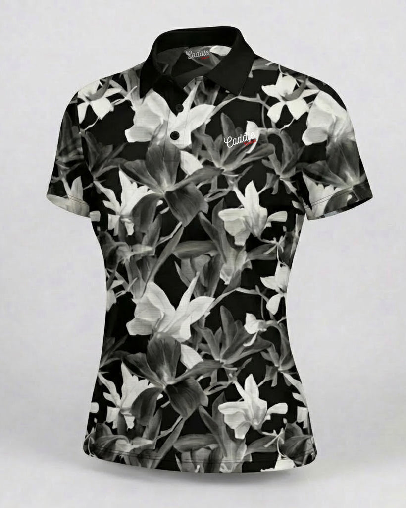 Women's 4-Way Stretch Floral Golf Polo, Moisture-Wicking