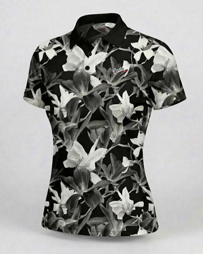 Women's 4-Way Stretch Floral Golf Polo, Moisture-Wicking