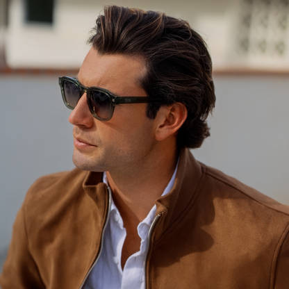 NELSON Retro Thick Framed Polarized Men's Sunglasses in Crystal Agave by WMP Eyewear