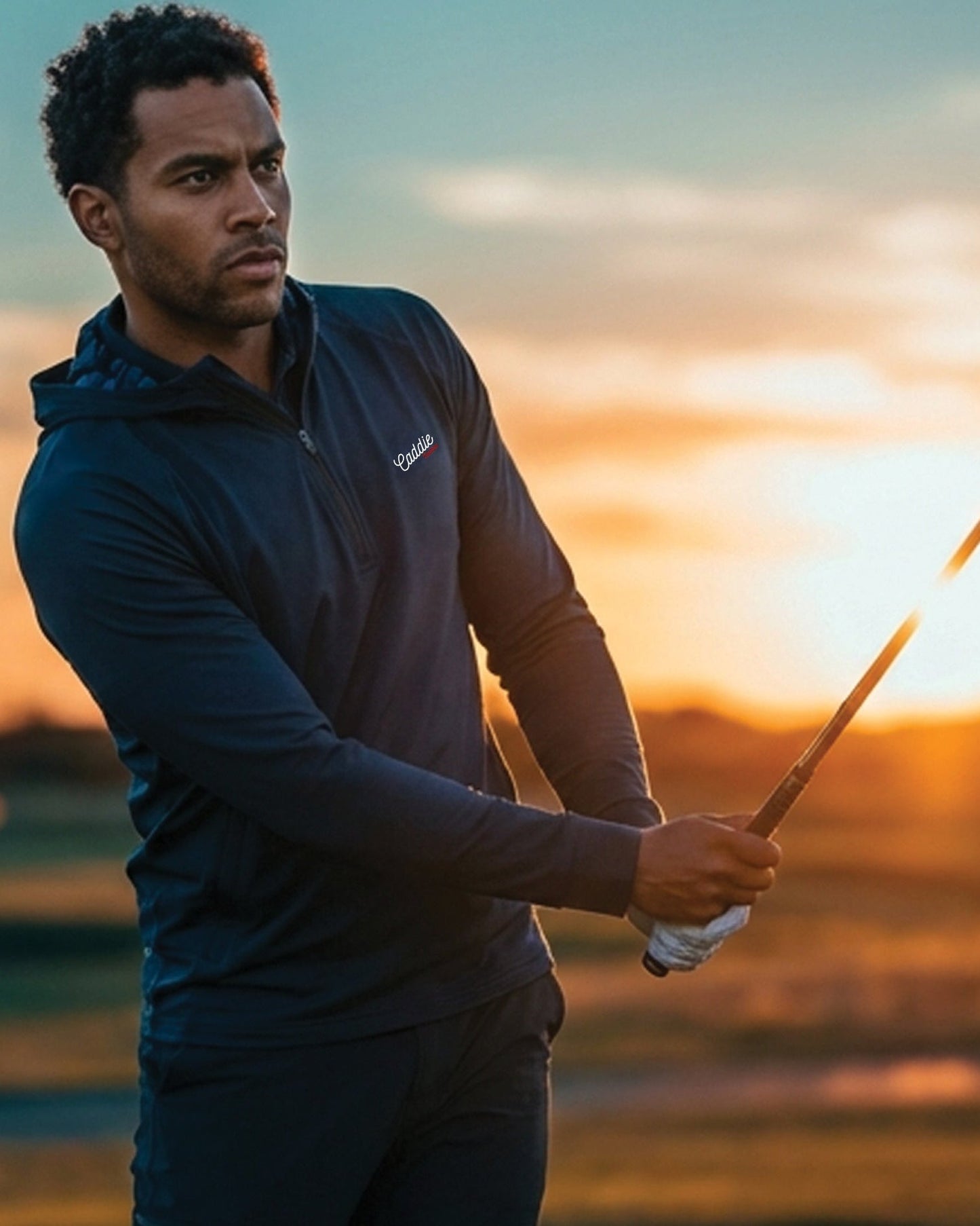 Men's Lightweight Stretch Golf Hoodie, Quarter Zip, Breathable