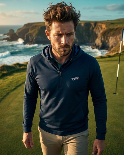 Men's Lightweight Stretch Golf Hoodie, Quarter Zip, Breathable
