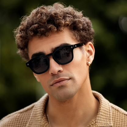 NELSON Retro Thick Framed Polarized Men's Sunglasses Triple Black by WMP Eyewear UK
