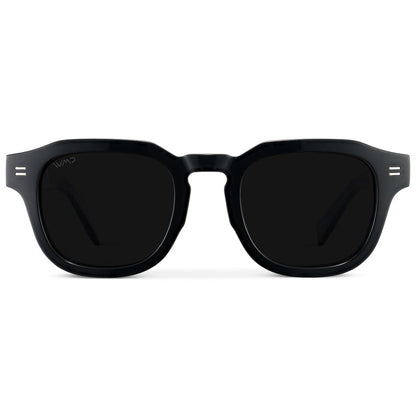 NELSON Retro Thick Framed Polarized Men's Sunglasses Triple Black by WMP Eyewear UK