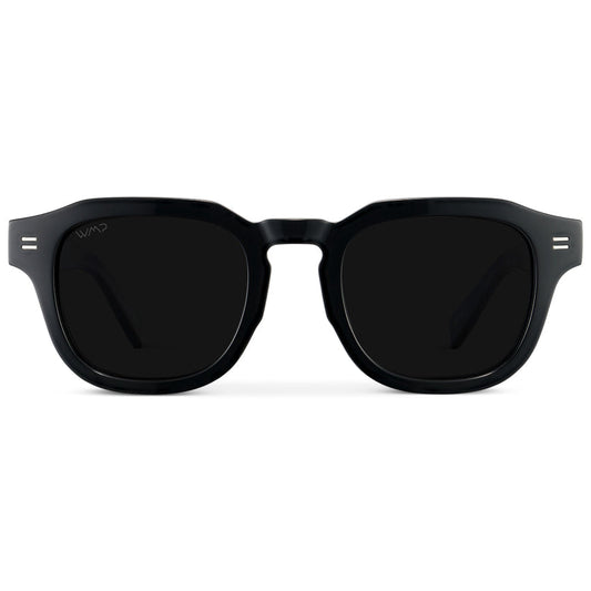 NELSON Retro Thick Framed Polarized Men's Sunglasses Triple Black by WMP Eyewear UK