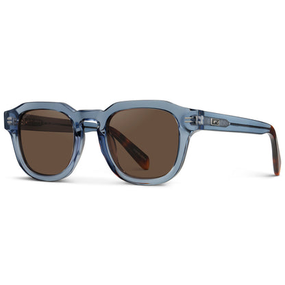 Lunettes de soleil rétro polarisées à monture épaisse NELSON pour homme, bleu denim, par WMP Eyewear UK