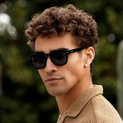 NELSON Retro Thick Framed Polarized Men's Sunglasses Triple Black by WMP Eyewear UK