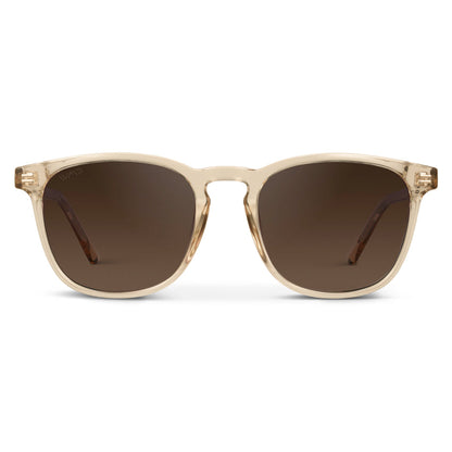 Lunettes de soleil polarisées NICK pour homme et femme, couleur marron sable cristal, par WMP Eyewear UK
