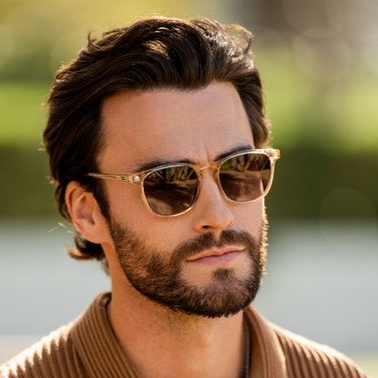 Lunettes de soleil polarisées NICK pour homme et femme, couleur marron sable cristal, par WMP Eyewear UK