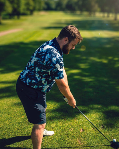 Men's Ocean Blue 4-Way Stretch Moisture-Wicking Golf Polo