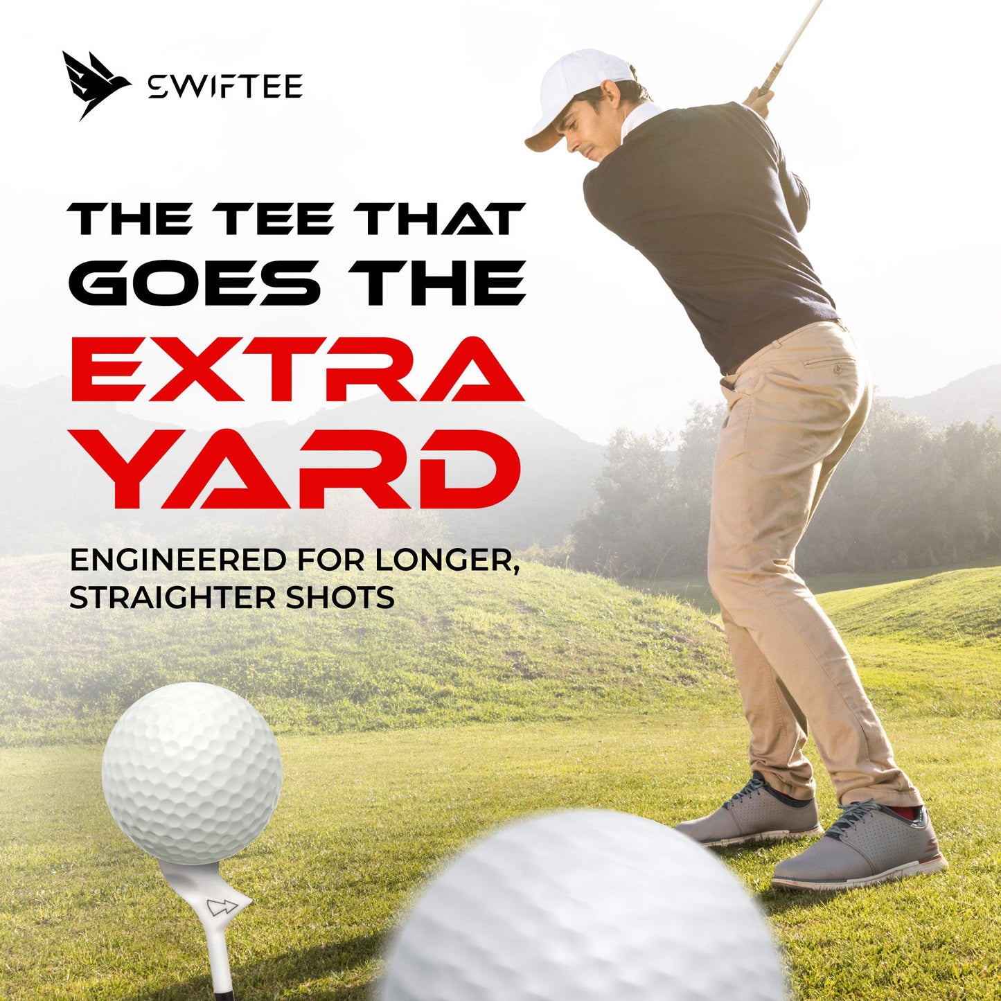 SWIFTEE 10 pack of White Premium 10 Degree  83mm Golf Tees