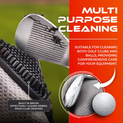 SWIFTEE Ultimate 4-in-1 Premium Golf Towel Navy - Includes Brush, Magnet, Wet/Dry Liner, Ball Marker and Caribiner Clip