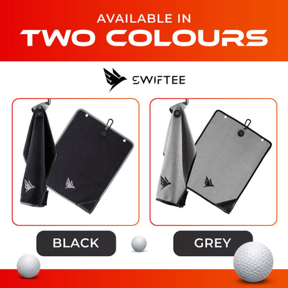 SWIFTEE Ultimate 4-in-1 Premium Golf Towel Navy - Includes Brush, Magnet, Wet/Dry Liner, Ball Marker and Caribiner Clip