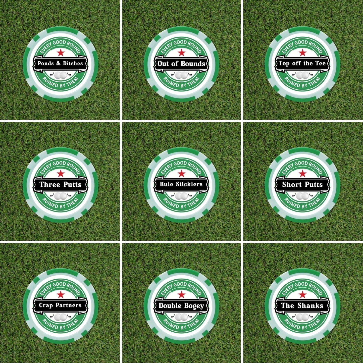Heineken Themed Funny Golf Poker Chips