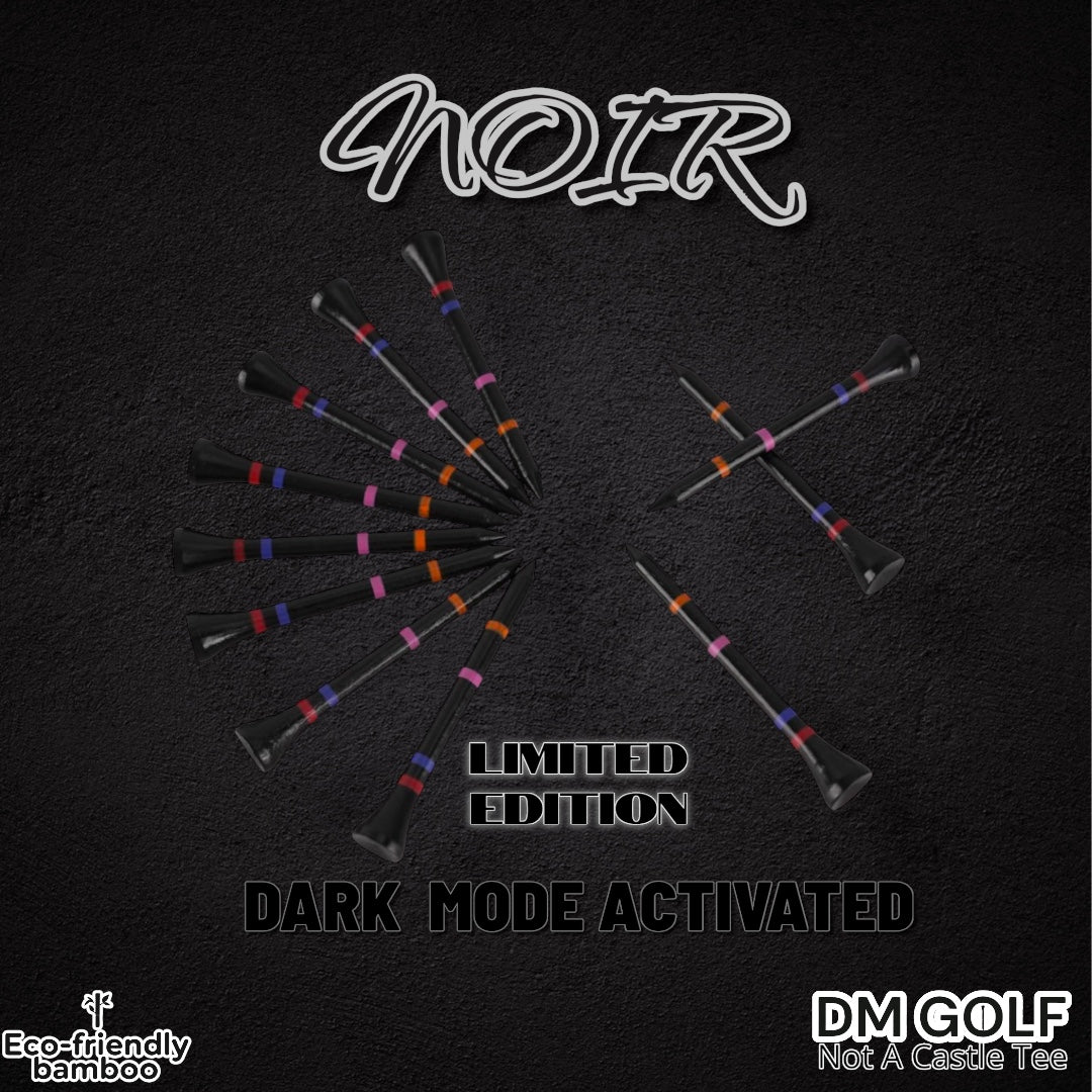 Noir-Not A Castle Tee-Premium 70mm Bamboo Golf Tee With Orange, Pink, Blue & Red Castle Height Indicators-30 Pack