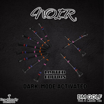 Noir-Not A Castle Tee-Premium 70mm Bamboo Golf Tee With Orange, Pink, Blue & Red Castle Height Indicators-30 Pack